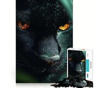 Puzzle de 1000 pièces Panthère Noire en Gros Plan aux Yeux dorés,découpe précise,Jeu de réflexion,Cadeau Facile à Jouer,Cadeau d'anniversaire Amusant (50x75cm)