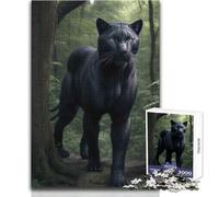 Puzzle de 1000 pièces Panthère Noire - Idéal pour des Moments de détente à la Maison - Solide et précis - Dimensions:38x52cm