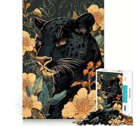 Puzzle de 1000 pièces Panthère Noire Parmi Les Fleurs Découpe précise Jeu de réflexion Cadeau Facile Idée Cadeau d'anniversaire Amusante (38x26cm)