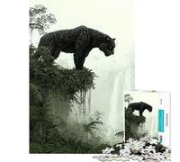 Puzzle de 1000 pièces Panthère Noire sur Une Falaise Jeu Familial Difficile 50x75cm Idéal pour Les Adolescents Stimule Le Cerveau À partir de 14 Ans