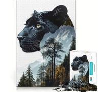 Puzzle de 1000 pièces Panthère Noire ﹨u Montagnes Jeu d'assemblage précis,Jouet créatif et Amusant,Jeu de Paix,Cadeau de Noël apaisant (38x52cm)