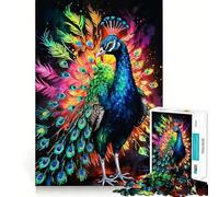Puzzle de 1000 pièces Paon à l'aquarelle pour Adultes, idéal pour stimuler la réflexion et se détendre, Bords Nets, Cadeau raffiné (38x26cm)