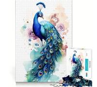Puzzle de 1000 pièces Paon Aquarelle pour Adolescents Jeu de réflexion Relaxant Cadeau de qualité supérieure (50x75cm)