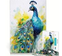 Puzzle de 1000 pièces Paon Aquarelle pour Adolescents Wise Think Toy Calm Fun Clear Cut Art Collectible (38x26cm)