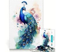 Puzzle de 1000 pièces Paon Aquarelle pour Adultes Jeu de réflexion Stimulant Temps de détente Bords précis Cadeau Exquis (38x52cm)