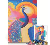 Puzzle de 1000 pièces Paon au Coucher du Soleil pour Adolescents, Wise Think Toy, Objet de Collection Artistique, Calme et Amusant (50x75cm)