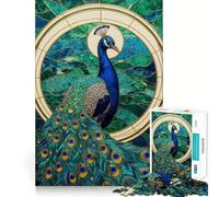 Puzzle de 1000 pièces Paon en vitrail pour Adolescents Un Jeu intellectuel Stimulant, Un Moment de Partage et de qualité, Un Cadeau mémorable (38x52cm)