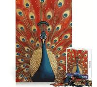 Puzzle de 1000 pièces Paon Fier aux Plumes déployées pour Adolescents, Jeu de logique et de réflexion, Divertissement paisible, Bords Lisses, Cadeau créatif 38x26cm