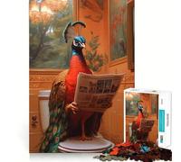 Puzzle de 1000 pièces Paon lisant Le Journal aux Toilettes pour Adultes, Cadeau, amélioration de la mémoire, Loisirs, décoration Murale aux détails précis (50x75cm)