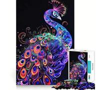 Puzzle de 1000 pièces Paon néon pour Adultes Un Jeu Stimulant pour Le Cerveau, Un Moment de Partage et d'expression Artistique, Un Cadeau élégant (38x52cm)