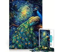 Puzzle de 1000 pièces Paon sous Un Ciel étoilé pour Adolescents, Wise Think Toy, Objet de Collection Artistique, Calme et Amusant (50x75cm)