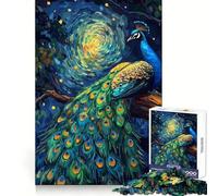 Puzzle de 1000 pièces Paon sous Un Ciel étoilé pour Adolescents, Wise Think Toy, Objet de Collection Artistique, Calme et Amusant (50x75cm)