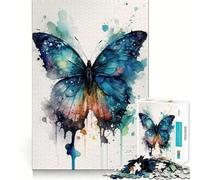 Puzzle de 1000 pièces Papillon Aquarelle Pièces découpées nettes Jeu de compétences cognitives Moment de Calme et de Divertissement Décoration Artistique de Noël (38x52cm)