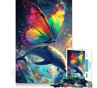 Puzzle de 1000 pièces Papillon Arc-en-Ciel et Dauphin pour Adolescents, Jeu de logique mentale, Silencieux et précis, idéal pour Les vœux de Noël (38x26cm)