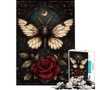 Puzzle de 1000 pièces « Papillon Gothique et Rose » Activités Amusantes à la Maison Jeu éducatif de Course de Vitesse Manuelle pour Les 14 Ans et Plus (38x52cm)