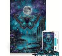 Puzzle de 1000 pièces Papillon Mystique et lac au Clair de Lune pour Adolescents Think Toy Amusant et apaisant Art aux Contours Nets Objet de Collection (50x75cm)