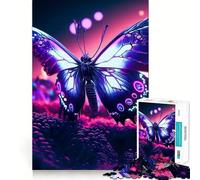Puzzle de 1000 pièces Papillon Néon Bord Fin Jeu de Réflexion Détente Cadeau Artistique de Noël (50x75cm)