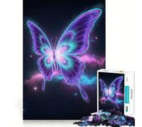 Puzzle de 1000 pièces Papillon néon dans l'espace pour Adolescents Jeu de logique et d'adresse Décoration Murale Amusante et Facile à découper (50x75cm)