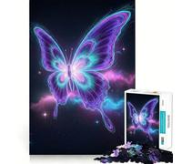 Puzzle de 1000 pièces Papillon néon dans l'espace pour Adultes, Jouet de réflexion Anti-anxiété, Bords précis, Cadeau attentionné (38x52cm)
