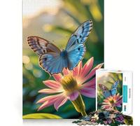 Puzzle de 1000 pièces Papillon sur Fleur Rose Découpe précise Jeu Amusant et Stimulant pour l'esprit,idéal pour se détendre,pour Un Anniversaire ou Une activité Artistique (38x26cm)