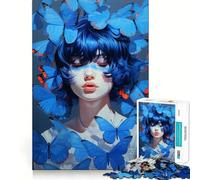 Puzzle de 1000 pièces Papillons Bleus,Jeu d'assemblage précis,Jouet créatif et Amusant,Jeu de Paix,Cadeau de Noël apaisant (38x26cm)
