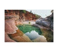 Puzzle de 1000 pièces « Paradise Valley » (nom donné à Une Partie de la vallée de la rivière Tamraght). Puzzles pour Adolescents et Adultes pour Toute la Famille. Dimensions : 52 x 38 cm.