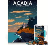 Puzzle de 1000 pièces Parc National d'Acadia Nuit Assemblage Parfait Art Stimulant Le Cerveau Jeu Temps de Repos Décoration Murale de Noël (50x75cm)