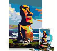 Puzzle de 1000 pièces Parc National de Rapa NUI Chili Art Ajustement serré Jeu Concentration Entraînement Amusant Détente Temps de Jeu Cadeau de Noël Loisirs (38x26cm)