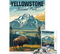 Puzzle de 1000 pièces Parc National de Yellowstone Jeu éducatif et ludique Cadeau d'anniversaire avec Poster et fiche de Questions-réponses Assortis Dimensions 50x75cm