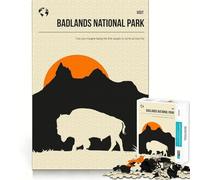 Puzzle de 1000 pièces Parc National des Badlands Art Jeu d'ajustement précis Jeu de logique et de réflexion Temps de détente Cadeau Artistique de Noël (38x26cm)