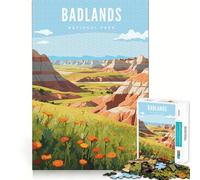 Puzzle de 1000 pièces Parc National des Badlands,Casse-tête logique et créatif,idéal pour Les Loisirs et Les Cadeaux d'anniversaire (38x26cm)