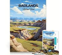 Puzzle de 1000 pièces Parc National des Badlands Découpe précise Jeu Stimulant pour Le Cerveau Loisirs Amusants Décoration de Noël Cadeau (38x52cm)