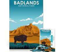 Puzzle de 1000 pièces Parc National des Badlands Jeu d'articulation Propre Stimulant cérébral Détente et Divertissement Cadeau d'anniversaire Amusant (38x26cm)