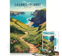 Puzzle de 1000 pièces Parc National des îles Anglo-Normandes Découpe précise Jeu de logique Artistique Loisirs et Divertissement Décoration Murale de Noël (38x52cm)