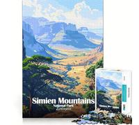 Puzzle de 1000 pièces Parc National des Monts Simien, Éthiopie Affiche Découpe précise Jeu Amusant et Stimulant pour l'esprit Jeu de détente Cadeau d'anniversaire Activité Artistique (38x26cm)