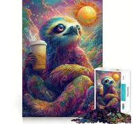 Puzzle de 1000 pièces Paresseux avec café dans Un Paysage psychédélique pour Adolescents Collection Clear Cut Art Souvenirs, Amélioration, Esprit Calme 50x75cm