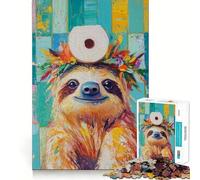 Puzzle de 1000 pièces Paresseux avec Couronne de Papier Toilette pour Adolescents, Jeu de réflexion, Jouet Anti-Stress, découpe soignée, Cadeau Artistique 50x75cm