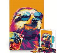 Puzzle de 1000 pièces Paresseux Buvant de l'alcool pour Adultes, pour Un Jeu de logique Fin et Relaxant, Bords Nets et élégants 38x52cm