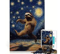 Puzzle de 1000 pièces Paresseux dans la Nuit étoilée pour Adultes, Anti-Stress, découpe précise, Cadeau du Père Noël 38x52cm