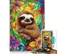 Puzzle de 1000 pièces Paresseux dans Un vitrail pour Adolescents, Jeu de réflexion, Jouet Anti-Stress, découpe soignée, Cadeau Artistique 38x52cm
