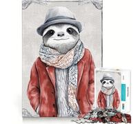 Puzzle de 1000 pièces Paresseux en Chapeau et Manteau pour Adultes, Sharp Logic Toy, Loisirs à Domicile, découpe précise, 38x26cm