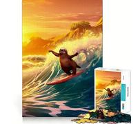 Puzzle de 1000 pièces Paresseux en Vacances à la Plage pour Adultes Exercice Mental,découpe de précision,Bords Lisses,activité relaxante à Faire en Groupe à l’intérieur (38x26cm)