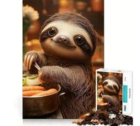 Puzzle de 1000 pièces Paresseux et Adolescents cuisiniers 50x75cm stimule la mémoire, apaise l’Esprit et Offre Un Jeu aux Bords Nets Idéal pour Les vœux du Père Noël