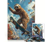 Puzzle de 1000 pièces Paresseux Faisant du Skateboard pour Adolescents Jeu Intelligent, Moment de Partage et d'échange, Assemblage d'une œuvre d'art 38x26cm
