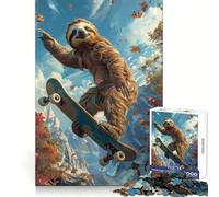 Puzzle de 1000 pièces Paresseux Faisant du Skateboard pour Adultes, Jeu d'esprit et de Relaxation, Design apaisant, Cadeau de Saison 38x52cm