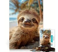 Puzzle de 1000 pièces Paresseux Heureux à la Plage pour Adolescents, Jeu de logique, Amusement d'intérieur, Bords précis, pièce de Collection Artistique 38x26cm