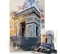Puzzle de 1000 pièces Paris à l'aquarelle pour Adultes, Jeu de logique, détente et Amusement, Design, Assemblage, Cadeau de Noël (38x52cm)