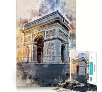 Puzzle de 1000 pièces Paris à l'aquarelle pour Adultes, Jeu de logique, détente et Amusement, Design, Assemblage, Cadeau de Noël (38x52cm)
