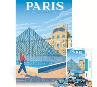 Puzzle de 1000 pièces Paris France Affiche de Voyage Décoration idéale Jeu cognitif Cadeau Facile à Jouer Cadeau d'anniversaire (38x52cm)