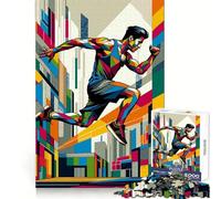 Puzzle de 1000 pièces Parkour Street Sport WPAP pour Adultes, Jeu de logique et de Stimulation sensorielle, Loisirs Amusants, Bords Lisses, (38x26cm)